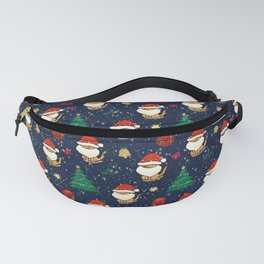 Santa Cats in Snowy Background Pattern Fanny Pack