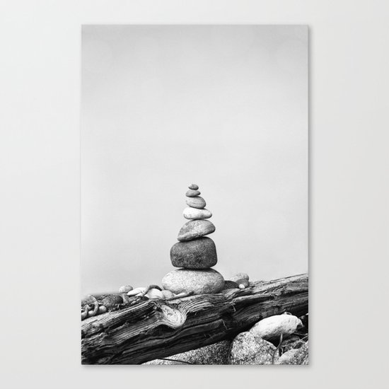 Balance of Nature peppel cairn black white Canvas Print