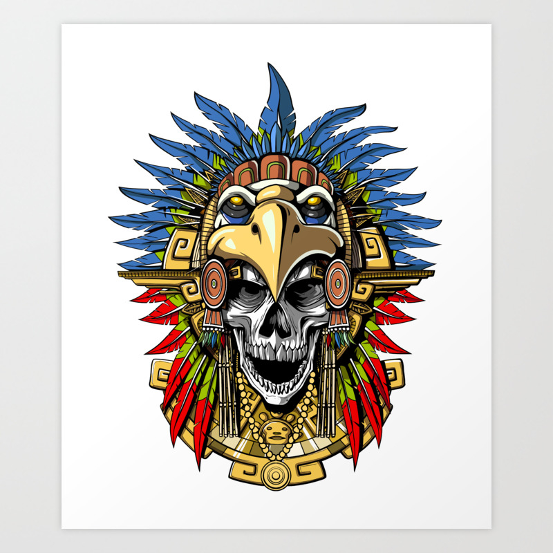 Aztec Eagle Skull Warrior Mask Native Indian Headdress Art Print By Teecave Society6
