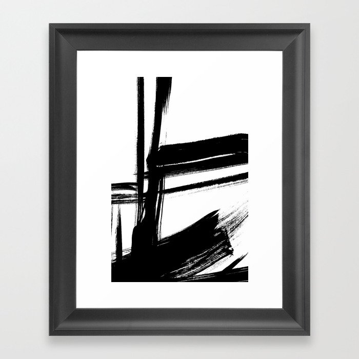 Black Abstract Brush Strokes nr 2 Framed Art Print