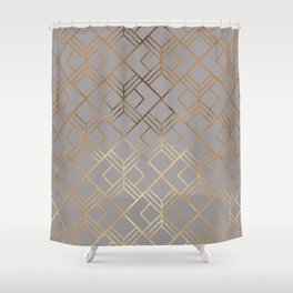 Modern elegant gray gold foil geometrical gradient Shower Curtain