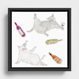 Tipsy CATS Framed Canvas