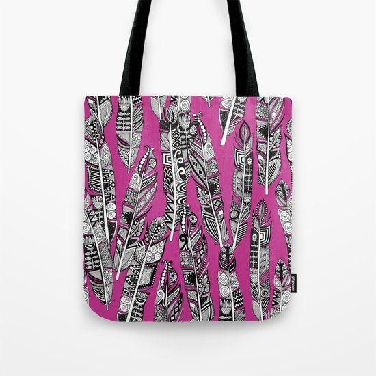 geo feathers hot pink Tote Bag