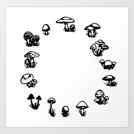 Circle of Mushrooms Art Print