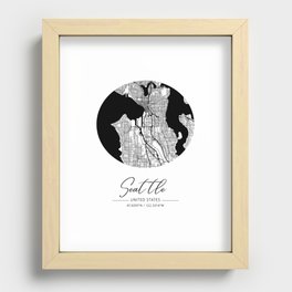 Seattle map coordinates Recessed Framed Print