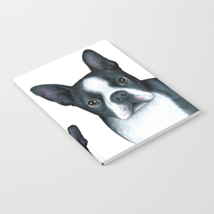 Dog 128 Boston Terrier Dogs black and white Notebook