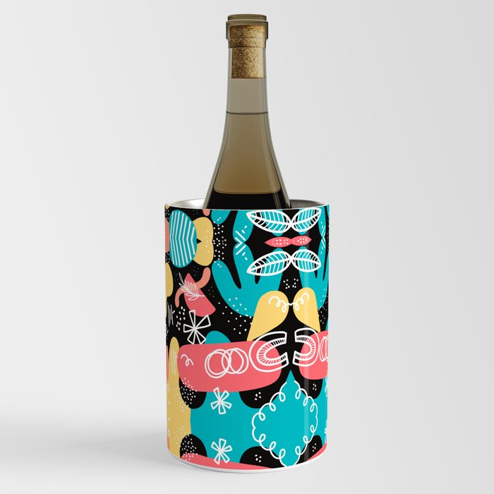Colourful abstract doodle Wine Chiller