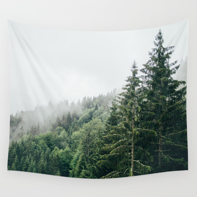 Misty Forest Fog Covered Trees Mysterious Woods In Mountains Wall Tapestry By Ppolecho Society6