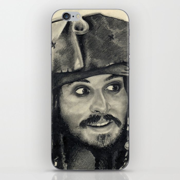 Captain Jack Sparrow ~ Johnny Depp Traditional Portrait Print iPhone Skin