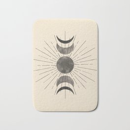 Boho sun and moon Bath Mat | Graphicdesign, Minimal, Boho, Modern, Sun, Celestial, Phases, Black, Minimalist, Lunar 