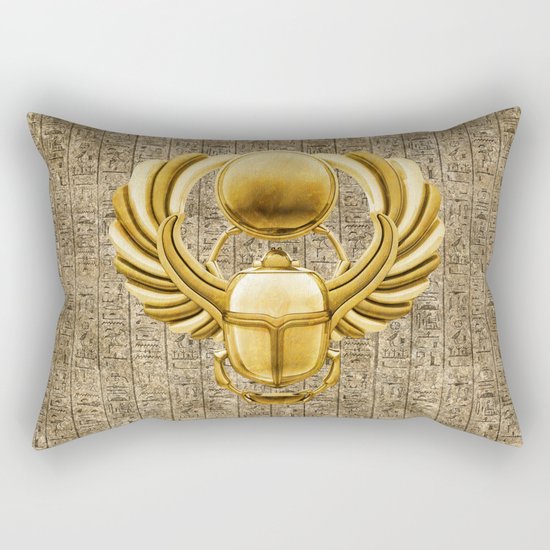 Gold Egyptian Scarab Rectangular Pillow