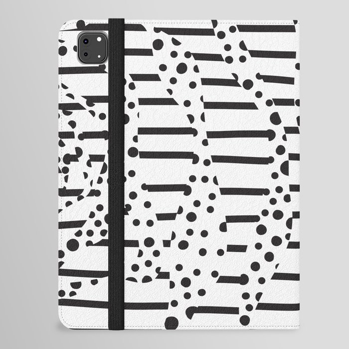 Spots and Stripes 2 - Black and White iPad Folio Case