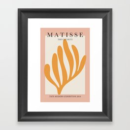 Matisse cut outs exhibition poster - Yellow leaf on pink Framed Art Print