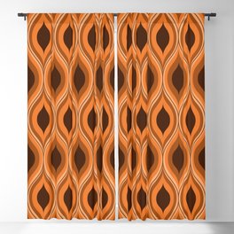 Classic Retro mid century orange and brown ogee pattern  Blackout Curtain