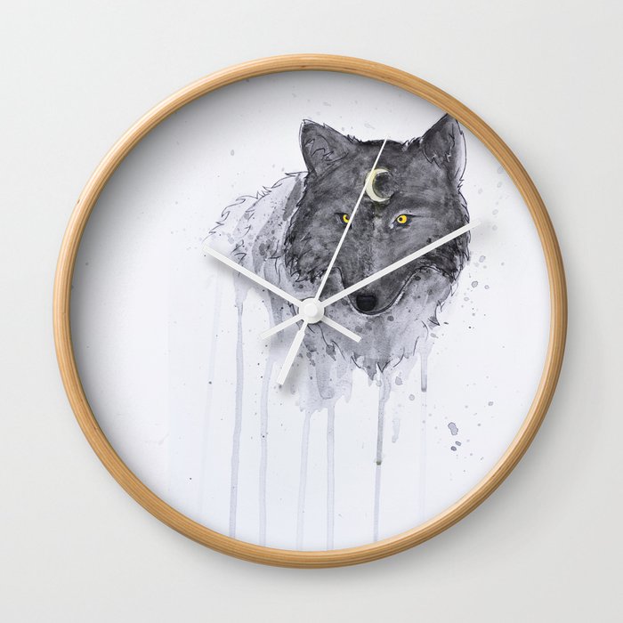 the wolf and the moon Wall Clock