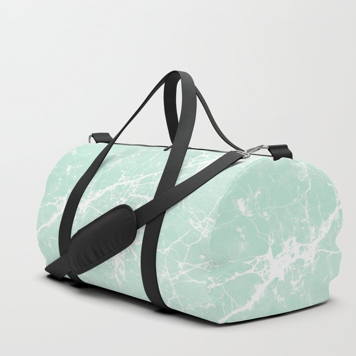 Modern vintage mint white elegant marble Duffle Bag
