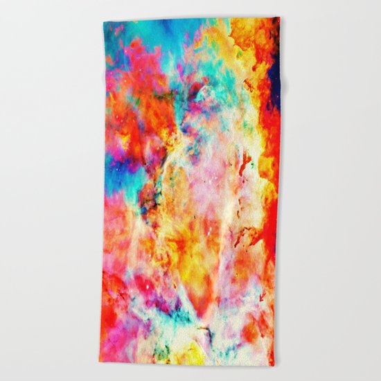 Colorful Abstract Nebula Beach Towel