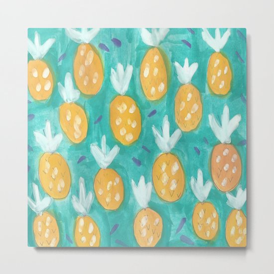 Fresh Pineapples Metal Print