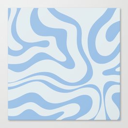 Soft Liquid Swirl Abstract Pattern Square in Powder Blue Canvas Print
