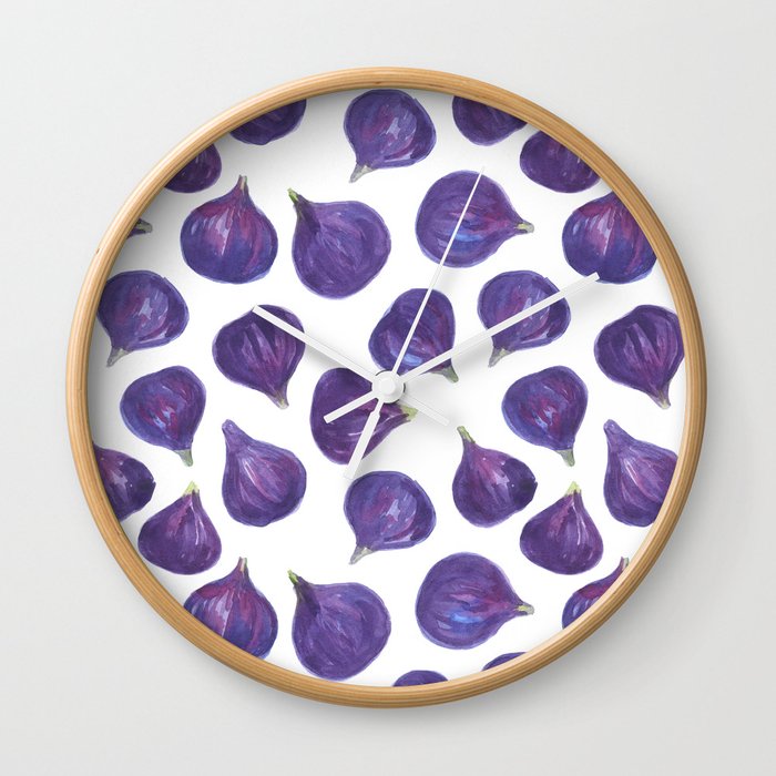 Watercolor figs pattern Wall Clock