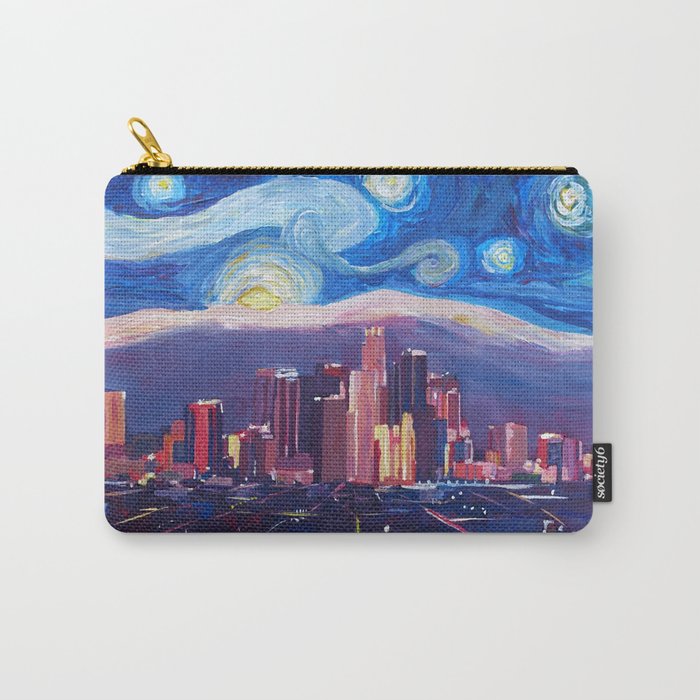 Starry Night in Los Angeles - Van Gogh Inspirations with Skyline and Mountains Carry-All Pouch