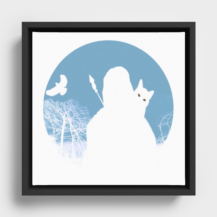 Cat Lover Samurai Warrior Ghost in Mysterious Scary Spooky Horror Haunted Forest  Framed Canvas