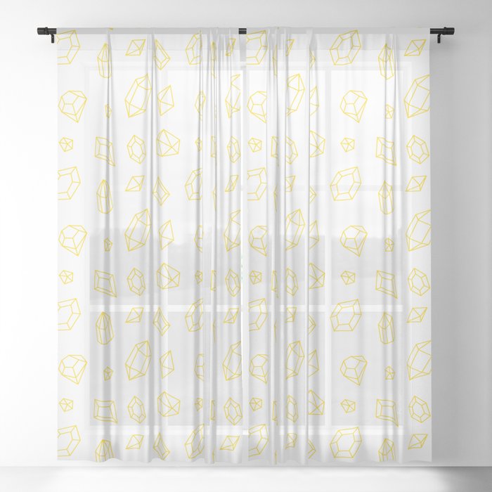 Yellow Gems Pattern Sheer Curtain
