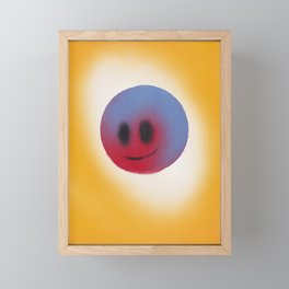 Red shy smiley sun Framed Mini Art Print