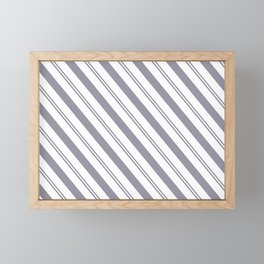 Pantone Lilac Gray and White Stripes Angled Lines Framed Mini Art Print