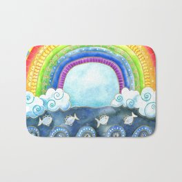 Some of My Favorite Things  Bath Mat | Colorful, Fish, Painting, Ocean, Ink, Clouds, Sun, Happy, Sky, Sand 