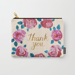 Thank you! Watercolor Rose Wreath. Carry-All Pouch