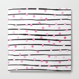 Blush pink black watercolor modern stripes polka dots Metal Print | Illustration, Polkadotspattern, Modern, Watercolor, Artistic, Pinkwatercolor, Blackwhite, Stripes, Blushpink, Other 