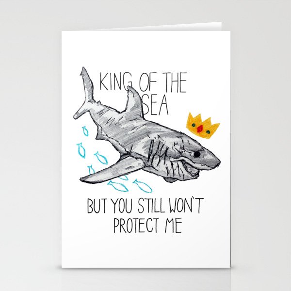 KING OF THE SEA - shark in pen, pencil, and crayon Stationery Cards