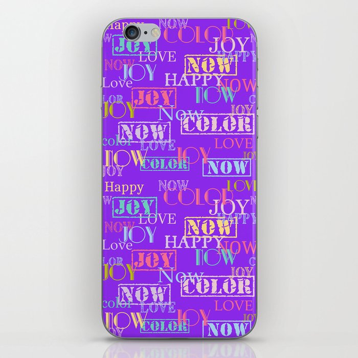 Enjoy The Colors - Colorful typography modern abstract pattern on purple color background  iPhone Skin