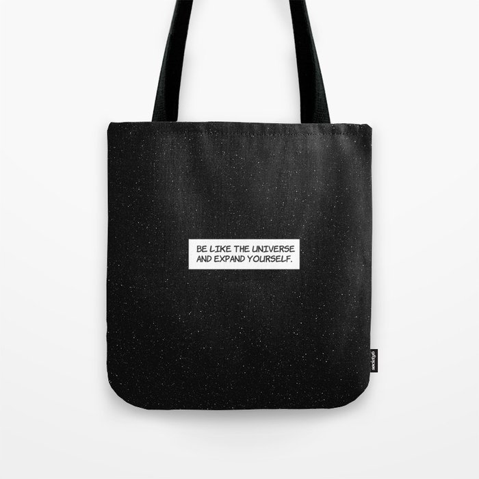 Comic Book Panel: "Be like the Universe and expand yourself" Tote Bag