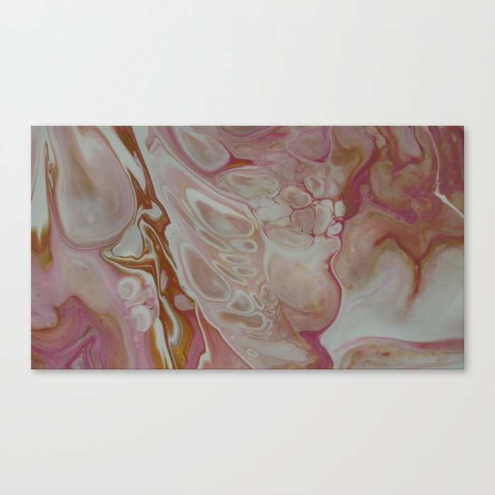 Rose Gold Abstract Fluid Acrylic Painting Canvas Print By