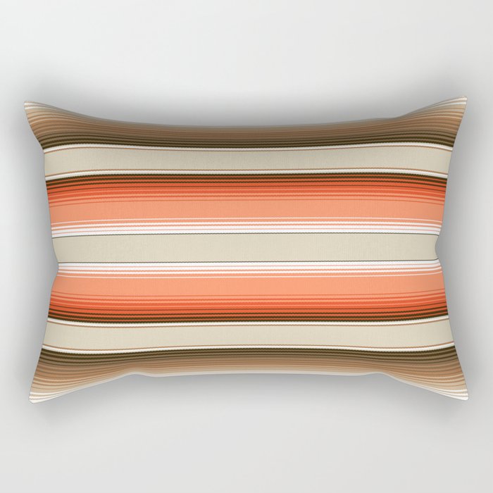 Navajo White, Burnt Orange and Brown Southwest Serape Blanket Stripes Rectangular Pillow