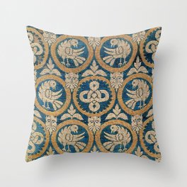 18th Century Spanish Textile Print Throw Pillow
