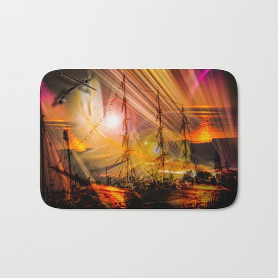 Sailing ships sunset Bath Mat