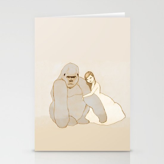 Gorilla and Girl Stationery Cards