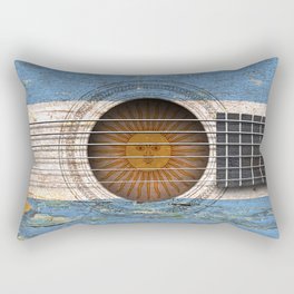 Old Vintage Acoustic Guitar with Argentine Flag Rectangular Pillow