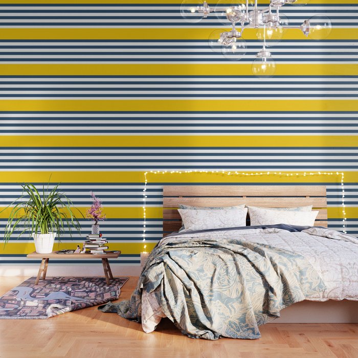 Navy and yellow stripes Wallpaper