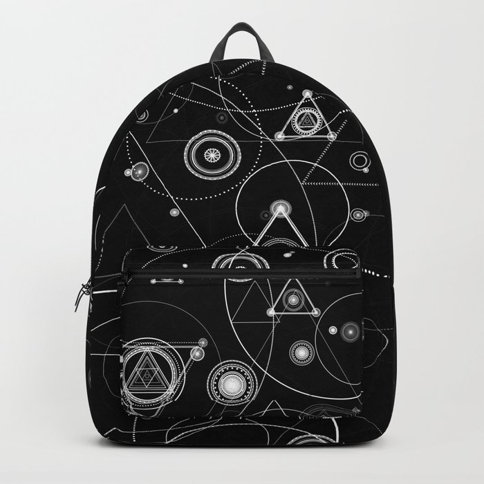 Sacred geometry black and white geometric art Backpack