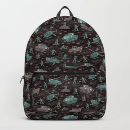 Little Green Army Soldiers on Midnight Camo Backpack