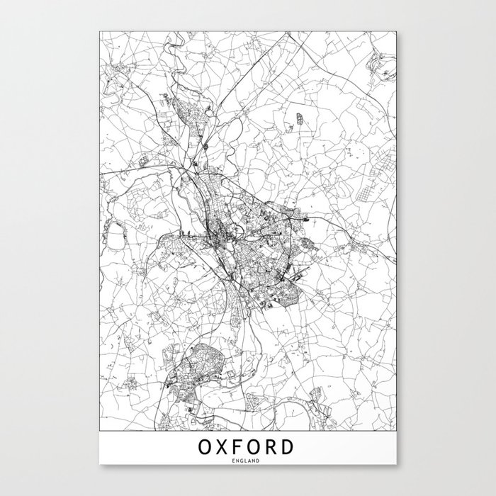 Oxford White Map Canvas Print