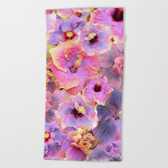Tropical hibiscus patterns Flower Floral Flowers Beach Towel
