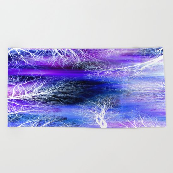 Midnight Trees Purple Blue Beach Towel