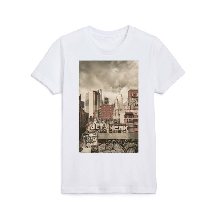 New York City Lower Manhattan Skyline NYC Street Photography Kids T Shirt