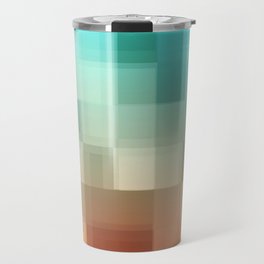 geometric pixel square pattern abstract background in blue brown Travel Mug