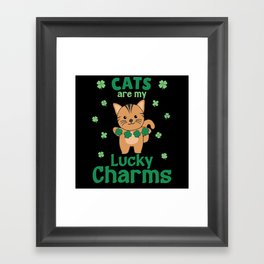 Cats Are My Lucky Charms St Patrick's Day Framed Art Print